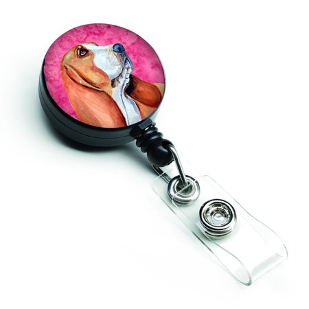CAROLINES TREASURES Pink Basset Hound Retractable Badge Reel LH9377PKBR